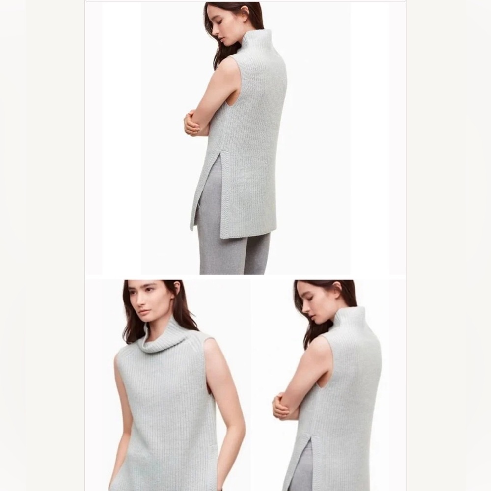 Aritzia-Wilfred Silver Grey Sleeveless Knit Sweater/ Yarn Made in Italy